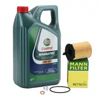 5L CASTROL MAGNATEC 0W-30 D Motor&ouml;l + MANN &Ouml;lfilter f&uuml;r FORD Fiesta Focus 1.4-1.6 TDCi