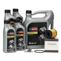 9L ORIGINAL MOTORCRAFT 5W30 A5 Motor&ouml;l + HIRSCHER &Ouml;lfilter f&uuml;r FORD 2.4 TDCi 100-140PS
