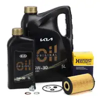 6L ORIGINAL 5W-30 A5/B5 Motor&ouml;l + HENGST &Ouml;lfilter f&uuml;r HYUNDAI i20 i30 KIA Cee'D Sportage