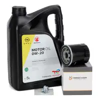 5L ORIGINAL Motor&ouml;l 0W-20 + HIRSCHER &Ouml;lfilter f&uuml;r OPEL Adam Astra K Corsa E Karl 1.0