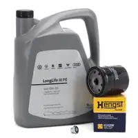 5L ORIGINAL 0W-30 Motor&ouml;l + HENGST &Ouml;lfilter f&uuml;r VW Polo 5 8X Ibiza 4 Fabia 3 Rapid 1.4 TDI