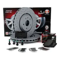 Zimmermann FORMULA Z Brake Discs + BREMBO Brake Pads for OPEL Astra J GTC 2.0 OPC (Front)