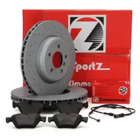 Zimmermann SPORT Brake Discs + Brake Pads + Sensor for BMW 5 Series F10 F11 (Front)