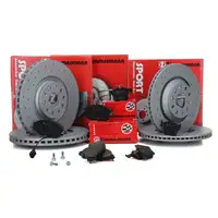Zimmermann SPORT Bremsscheiben + Bel&auml;ge + Wako f&uuml;r AUDI S3 8V VW Golf 7 GTI/R vorne hinten