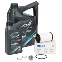 MAHLE Transmission Filter Kit + 6L WOLF Transmission Fluid for AUDI, SEAT, SKODA, and VW 6-Speed DQ250
