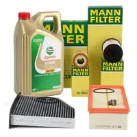 MANN Filterset 4-tlg + 5L CASTROL 5W30 Motor&ouml;l f&uuml;r VW Golf 5/Plus Jetta 4 AUDI 8P 2.0 TDI