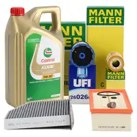 MANN Filterset 4-tlg + 5L CASTROL 5W30 Motor&ouml;l f&uuml;r VW Passat B7 Tiguan 5N AUDI 8U 2.0 TDI