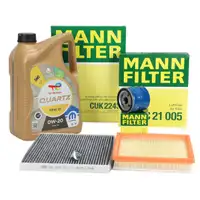 MANN Filterset Filterpaket + 5L TOTAL QUARTZ FPW 01 0W-20 f&uuml;r OPEL Adam M13 1.0 90/115 PS