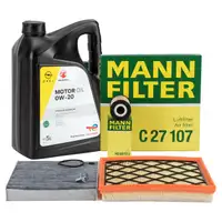 MANN Filterset 3-tlg + 5L ORIGINAL 0W20 Motor&ouml;l f&uuml;r OPEL Astra J Zafira Tourer C 1.6 CDTI