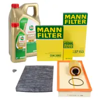 MANN Filterset 3-tlg + 6L CASTROL 5W30 Motor&ouml;l f&uuml;r VW Golf 4 V5 VR6 R32 AUDI TT 8N 3.2 VR6