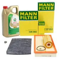 MANN Filterset 3-tlg + 5L CASTROL 5W30 Motor&ouml;l f&uuml;r VW Golf 4 Bora AUDI A3 8L1 1.9 SDI/TDI
