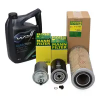 Kraftstofffilter + Luftfilter + &Ouml;lfilter + 5L WOLF 10W40 B4 f&uuml;r VW T3 1.6 TD ab 02.1998