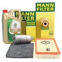MANN Filterset 4-tlg + 5L CASTROL 5W30 Motor&ouml;l f&uuml;r VW Golf 4 Bora 8L1 1 1.9 SDI/TDI
