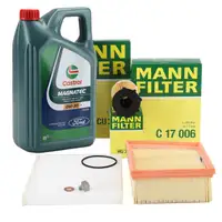 MANN Filterset 3-tlg + 5L CASTROL MAGNATEC 0W-30 D Motor&ouml;l f&uuml;r FORD 6 B-Max 1.4-1.6TDCi