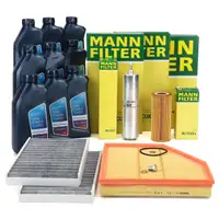MANN 4-piece filter set + 9L ORIGINAL 5W30 engine oil for BMW 5 Series E60, E61, 535d; 6 Series E63, 635d, M57