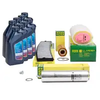 MANN Filterset 4-tlg + 8L ORIGINAL 5W30 Motor&ouml;l f&uuml;r BMW 3er E46 330xd 204 PS X3 3.0d M57