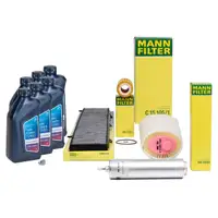 MANN Filterset 4-tlg + 6L ORIGINAL 5W30 Motor&ouml;l f&uuml;r BMW 3er E90 318d 320d bis 02.2010 M47