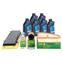 MANN Filterset 4-tlg + 6L ORIGINAL 5W30 Motor&ouml;l f&uuml;r BMW E90 E91 E92 E93 320d 02.2010 N47