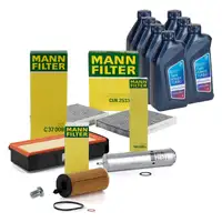 MANN 4-piece filter set + 7L ORIGINAL 5W30 engine oil for BMW 5 Series F10, F11, F07, 530d, 535d, N57