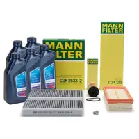 MANN Filterset 3-tlg + 5L ORIGINAL 5W30 Motor&ouml;l f&uuml;r BMW 5er F10 F11 518d 520d 150-211 B47