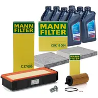 MANN Filterset 3-tlg + 7L ORIGINAL 5W30 Motor&ouml;l f&uuml;r BMW X3 F25 X4 F26 30d 35d N57