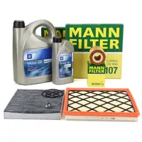 MANN Filterset Filterpaket 3-tlg + 6L ORIGINAL 5W30 dexos2 Motor&ouml;l f&uuml;r OPEL J 1.7 CDTI