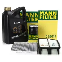 MANN Filterset + 5L ORIGINAL 5W30 A5/B5 Motor&ouml;l f&uuml;r HYUNDAI ix35 KIA 3 2.0 163/166