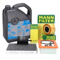 MANN Filterset 4-tlg + 5L ORIGINAL 5W40 f&uuml;r MB 229.5 Motor&ouml;l SMART ForFour ForTwo 453 0.9