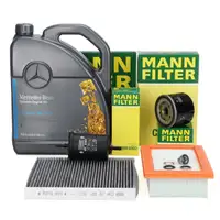 MANN Filterset 4-tlg + 5L ORIGINAL 5W40 f&uuml;r MB 229.5 Motor&ouml;l SMART ForFour ForTwo 453 1.0