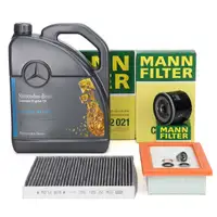 MANN Filterset 3-tlg + 5L ORIGINAL 5W40 f&uuml;r MB 229.5 Motor&ouml;l SMART ForFour ForTwo 453 1.0
