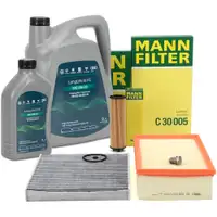 MANN Filterset 3-tlg + 6L ORIGINAL 0W20 Motor&ouml;l f&uuml;r VW Golf 8 Passat Tiguan Touran 2.0 TDI