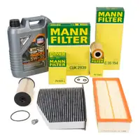 MANN Filterset 4-tlg + 5L LIQUI MOLY 5W30 Motor&ouml;l f&uuml;r VW Passat B6 B7 A3 8P 1.6/2.0 TDI