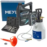 MEYLE 12,5L Druckluft Einf&uuml;llger&auml;t + Trichter + 6L WOLF ECOTECH Getriebe&ouml;l