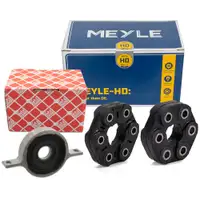2x MEYLE HD Gelenkscheibe + febi Mittellager f&uuml;r BMW 1er F20/21 114-120i N13 mit Schaltung