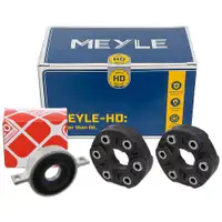 2x MEYLE HD Gelenkscheibe + febi Mittellager f&uuml;r BMW F10 F11 F07 535i F12 F13 640i F01-04