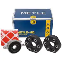 2x MEYLE HD Gelenkscheibe + febi Mittellager f&uuml;r BMW 5er F10 F11 518d 520d 136-200 PS