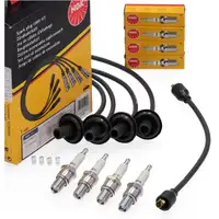 NGK Z&uuml;ndkabelsatz + 4x 7310 Z&uuml;ndkerze f&uuml;r PORSCHE 914 1.7 1.8 2.0 80/86/100 PS