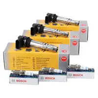 3x NGK Z&uuml;ndspule + 3x BOSCH Z&uuml;ndkerze f&uuml;r VW Polo 4 5 Ibiza 3 4 Fabia 1 2 Rapid 1.2