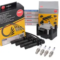 NGK Z&uuml;ndspule + Kabelsatz + 4x BOSCH Z&uuml;ndkerze f&uuml;r VW Golf 4 Lupo Polo 6N2 9N 1.4/1.6 16V