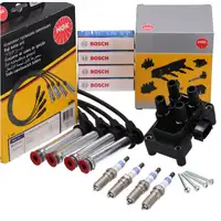 NGK Z&uuml;ndspule + Kabelsatz + 4x BOSCH Z&uuml;ndkerze f&uuml;r FORD Fiesta 5 1.3 60/69 PS Ka 1.3/1.6i
