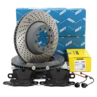 SEBRO Bremsscheiben + TEXTAR Beläge Sensor für PORSCHE 991 992 3.0 Carrera / 4 / T hinten