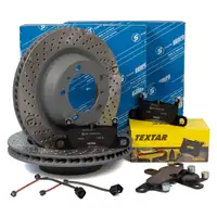 SEBRO Bremsscheiben TEXTAR Bel&auml;ge Sensor f&uuml;r PORSCHE 991 3.4 Carrera / 4 ab 09.2017 hinten