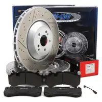 SHW Bremsscheiben + BREMBO Bremsbel&auml;ge + Sensor f&uuml;r MERCEDES W205 W213 S213 63AMG vorne