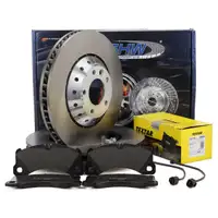 SHW Bremsscheiben + TEXTAR Bremsbel&auml;ge + Sensor f&uuml;r PORSCHE CAYENNE (92A) PR-1LH vorne