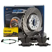 SHW Bremsscheiben + TEXTAR Bremsbel&auml;ge + Sensor f&uuml;r BMW 3er E46 M3 343 PS 2000-2006 vorne