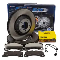 SHW Brake Discs + TEXTAR Brake Pads Sensor for PORSCHE Cayenne (9Y) 2.9 S 3.0 19-inch front