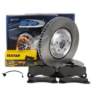 SHW Bremsscheiben + TEXTAR Bel&auml;ge + Sensor f&uuml;r PORSCHE Macan (95B) 18 Zoll PR-1LH vorne