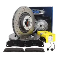 SHW Bremsscheiben + TEXTAR Bel&auml;ge + Sensor f&uuml;r PORCHE 991 3.8 Turbo / S bis 2016 vorne