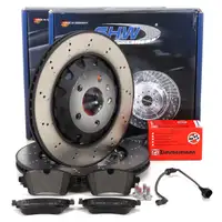 SHW Bremsscheiben + ZIMMERMANN Bremsbel&auml;ge + Sensor f&uuml;r AUDI RS4 B9 RS5 F5 450 PS hinten