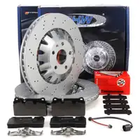 SHW Bremsscheiben + ZIMMERMANN Bremsbel&auml;ge + Sensor f&uuml;r AUDI RS3 8P 340 PS vorne